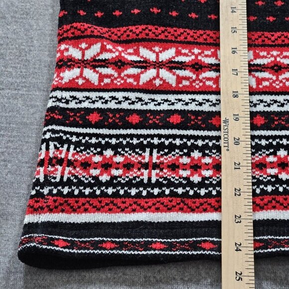 Croft & Barrow Cardigan Women L Black Red White Geo Christams Boho Soft Chenille - Picture 7 of 13